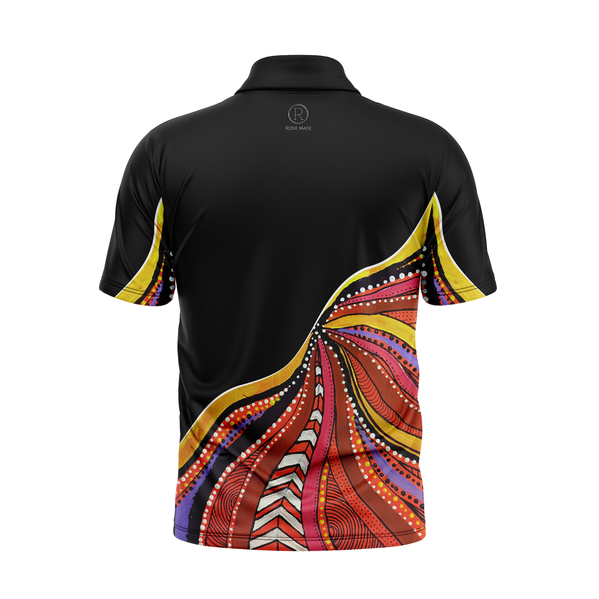 Aboriginal polo design Boola-Boodja Many Countries from artist Rosie Made